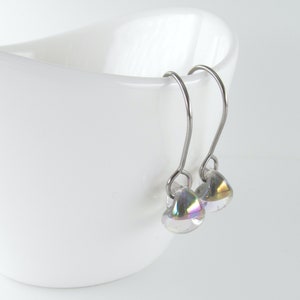 Gunmetal Gray Drop Earrings, Small Dangles, Sterling Silver or Niobium