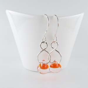 Tangerine Orange Glass Dangles, Lampwork Drops, Niobium Earrings, Sterling Silver image 1