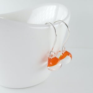 Tangerine Orange Earrings, Small Wire Dangles, Lampwork Drops, Sterling Silver or Niobium