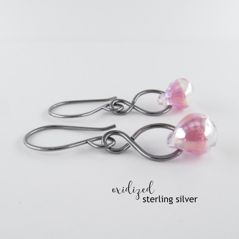 Long Wire Earrings Carnation Pink Dangles wearever Earrings Sterling Silver or Niobium Ear Wires Lampwork Glass Drop Jewelry