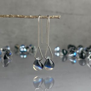 Dichroic Black Glass Bead Dangles, Sterling or Niobium