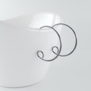 Oxidized Sterling Silver Minimalist Hoops, 3 Sizes