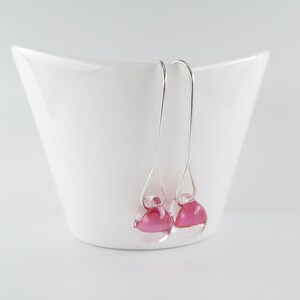 Orchid Pink Minimalist Dangles, Niobium or Sterling