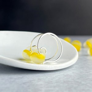 Frosted Dandelion Yellow Hoops, Nickel Free Niobium or Sterling Silver