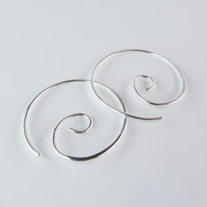Sterling Silver Spiral Hoop Earrings, Handmade in USA