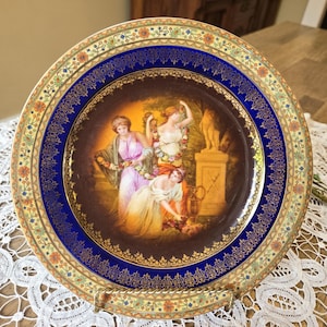 Vintage Bohemian porcelain 9.5&quot; cabinet / collector&#39;s plate