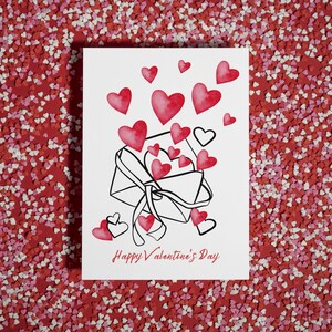 Busta con amore e cuori/Biglietto di San Valentino nero e rosso/Biglietto in bianco e nero/Biglietto d'amore/Invia amore e cuori/Biglietti digitali e stampabili.