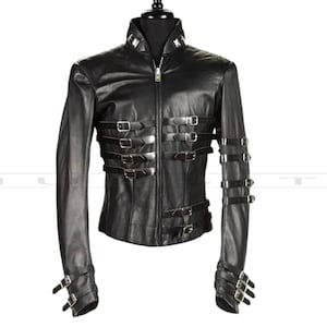 Men Leather Jacket Hot Gothic Style Leather Jacket Handmade Punk Style Genuine Leather Jacket Buckle Moto Jacket Aesthetic Buckle Up Jacket