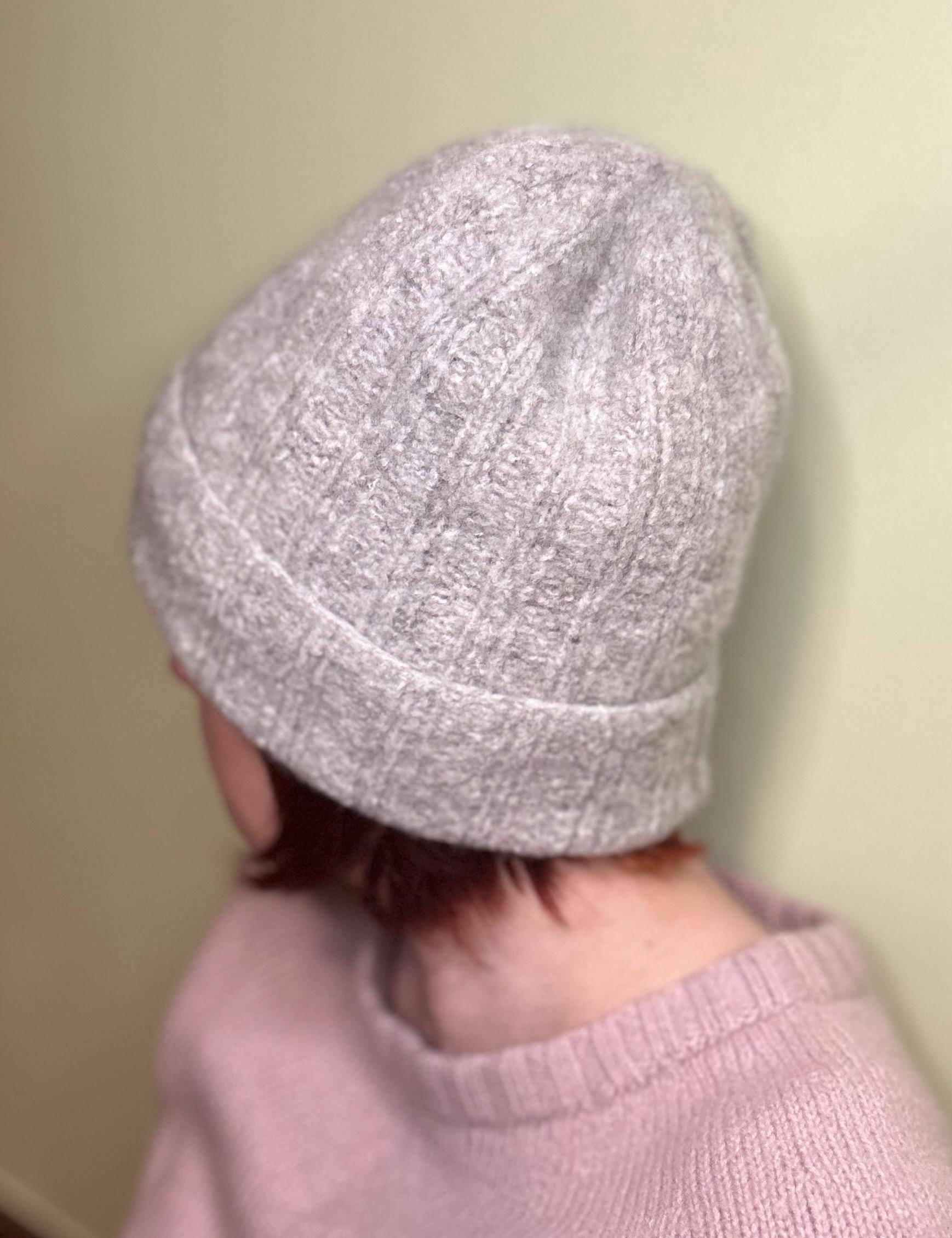 Hand Knit Brushed Baby Yak Cashmere Beanie: Natural Melange Winter 