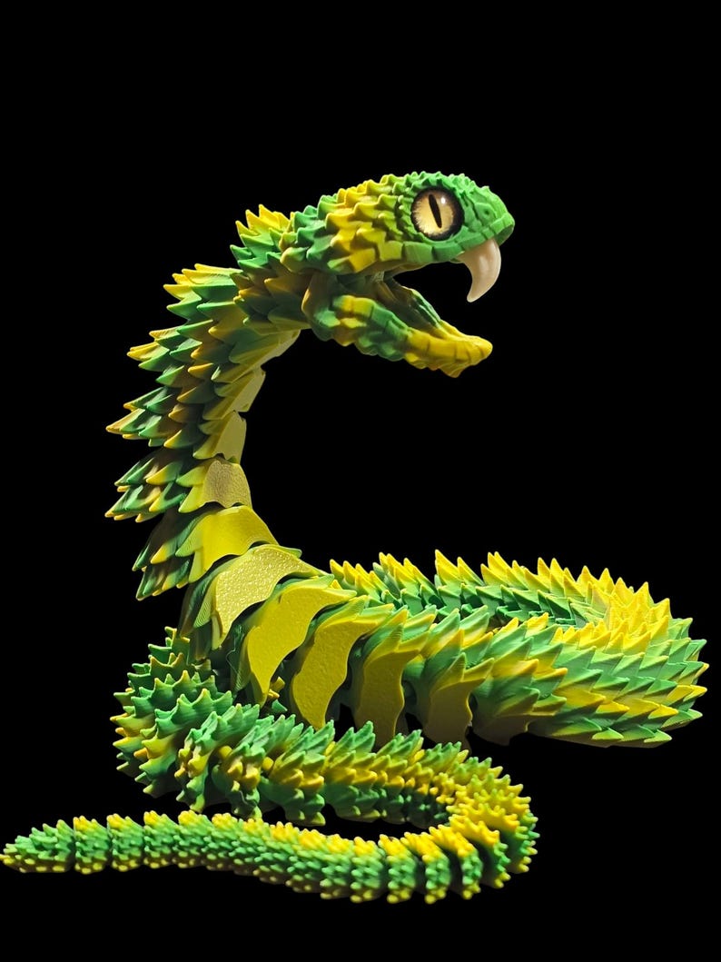 Bush Viper - Digital STL-fil - Realistisk ledad drakeorm bild 1
