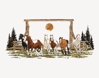 Horse Ruckus, Western Design, Horse Graphic, Ranch Life, Retro Vintage Shirt Graphic, Transparent SVG, PNG Digital Download