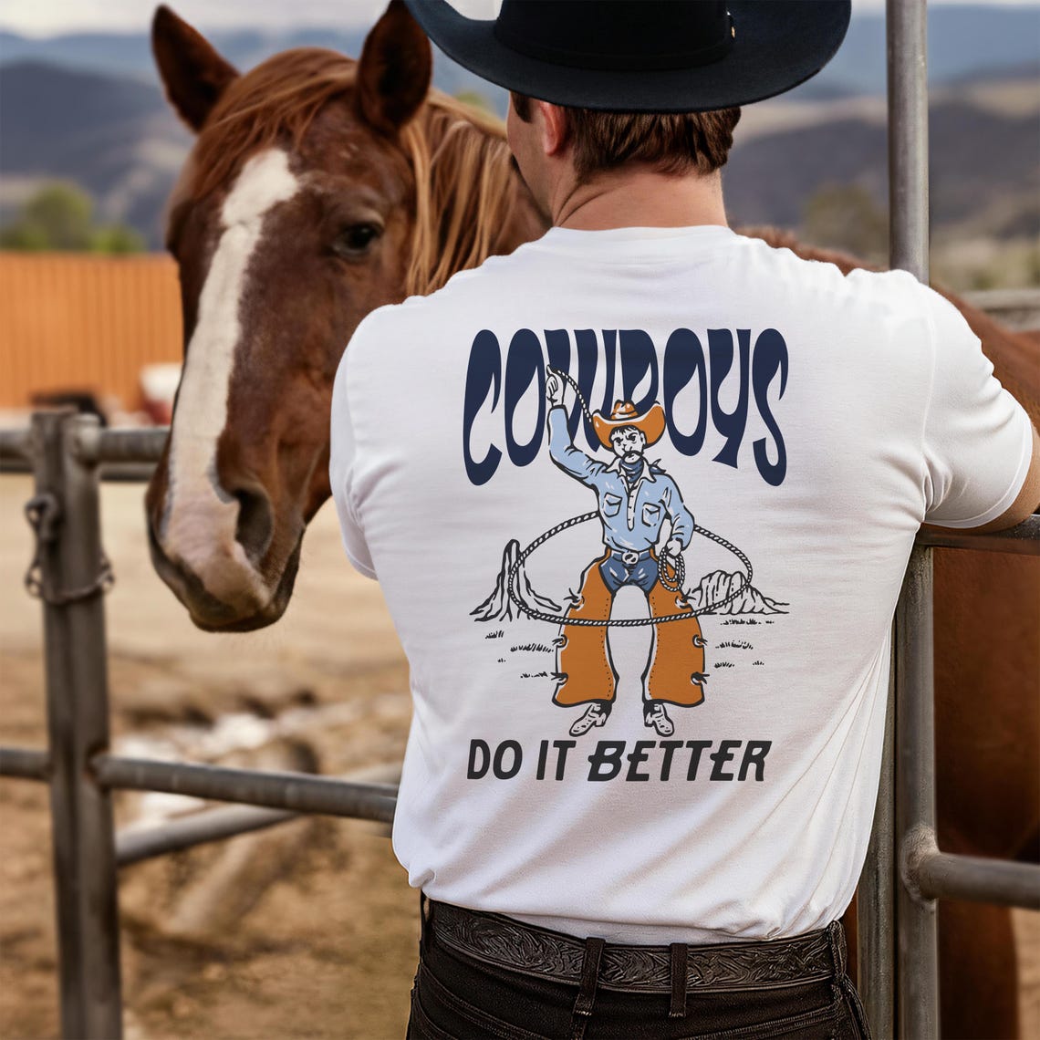 Cowboys Do It Better, Western Design, Cowboy Roping Graphic, Retro
