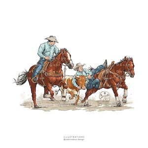 Ilustración de caballo vaquero de rodeo, diseño western, descarga digital PNG transparente