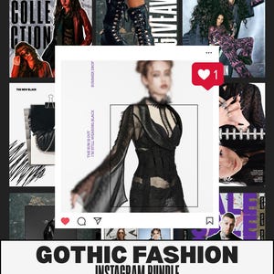 Gothic Instagram Feed Canva Template Bundle – Dark Fashion Social Media Kit, Editable IG Post Templates for Alternative & Grunge Brands