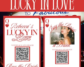 Lucky in Love Buy the Bride a Drink Template – Vegas Bachelorette Instagram Story, Casino Venmo QR Code Canva Download