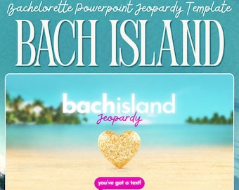 Bach Island Bachelorette Jeopardy Game Template, Love Island Theme Customizable PowerPoint Game, Editable Canva Bridal Shower Trivia