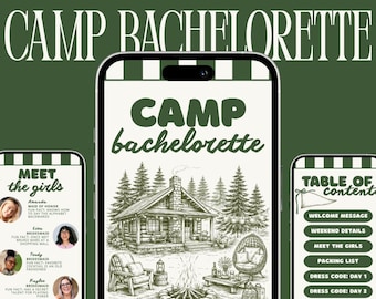 Camp Bachelorette Itinerary Template | Mobile Bachelorette Weekend Guide | Canva Editable Camping Bach | Digital Download