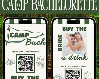 Buy the Bride a Drink Instagram Story Template | Camp Bachelorette Canva | Editable Venmo QR Code