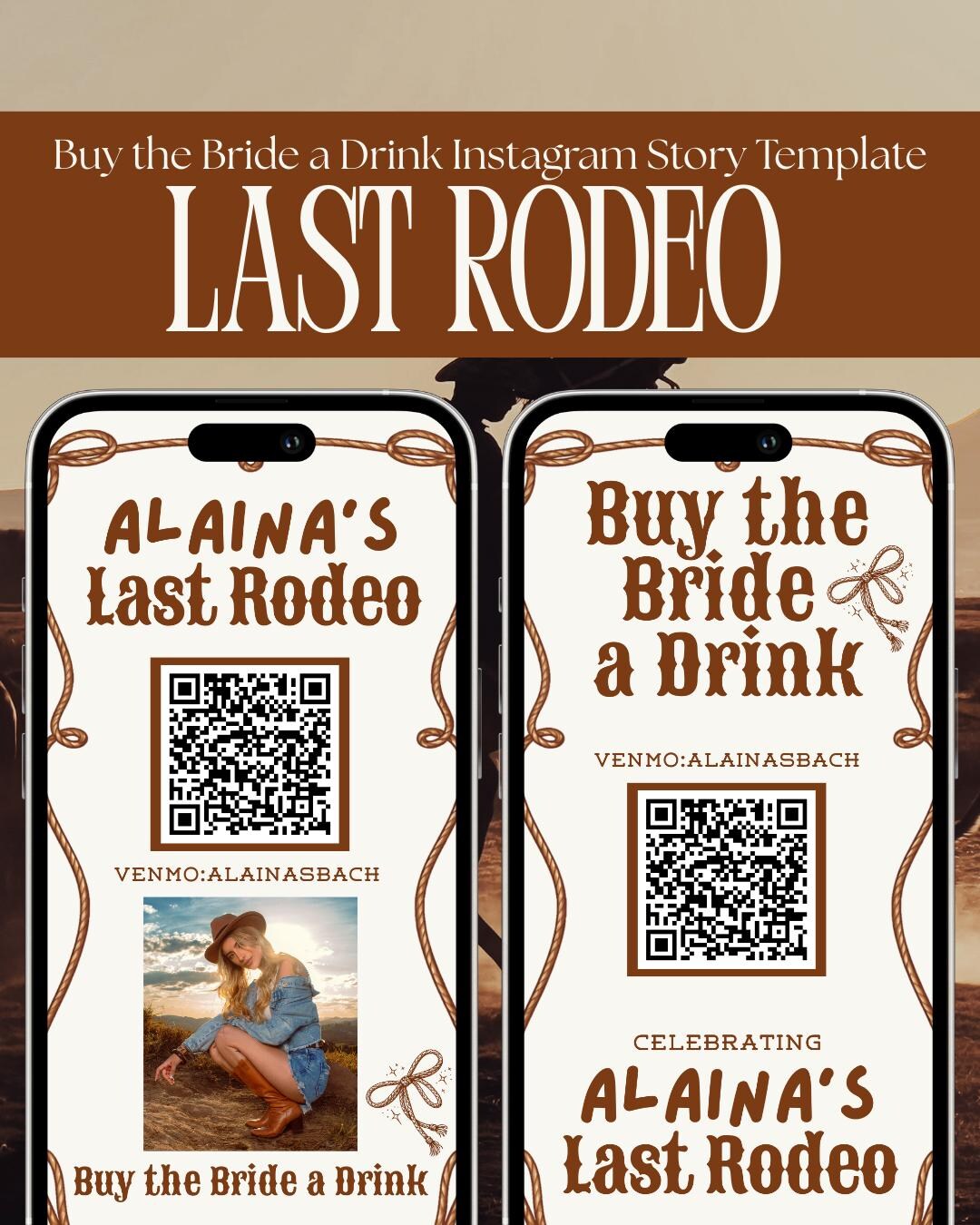 Last Rodeo Buy the Bride a Drink Template | Western Bachelorette ...