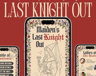 Last Knight Out Bachelorette Mobile Itinerary Template, Medieval Bach Weekend Guide, Fantasy Bridal Canva Template Editable