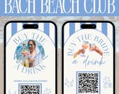 Buy the Bride a Drink Instagram Story Template | Bach Beach Club Bachelorette Canva | Editable Venmo QR Code