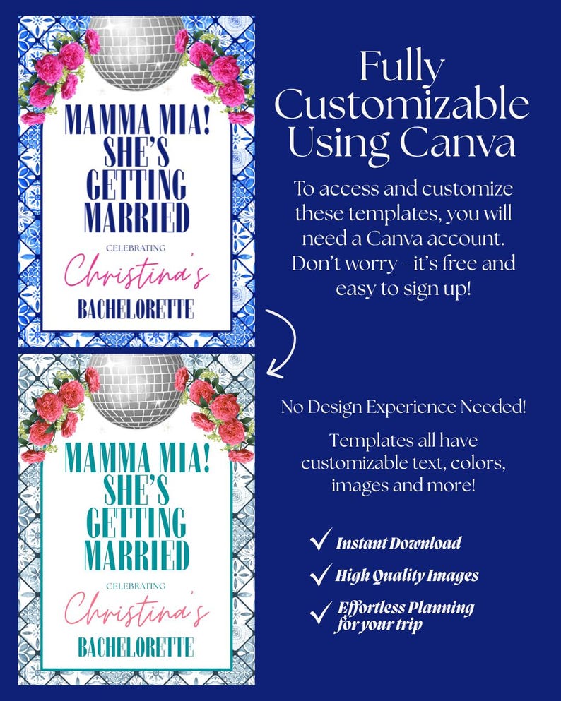 Mamma Mia Bachelorette Itinerary Template, Printable 5x7 Bach Welcome ...