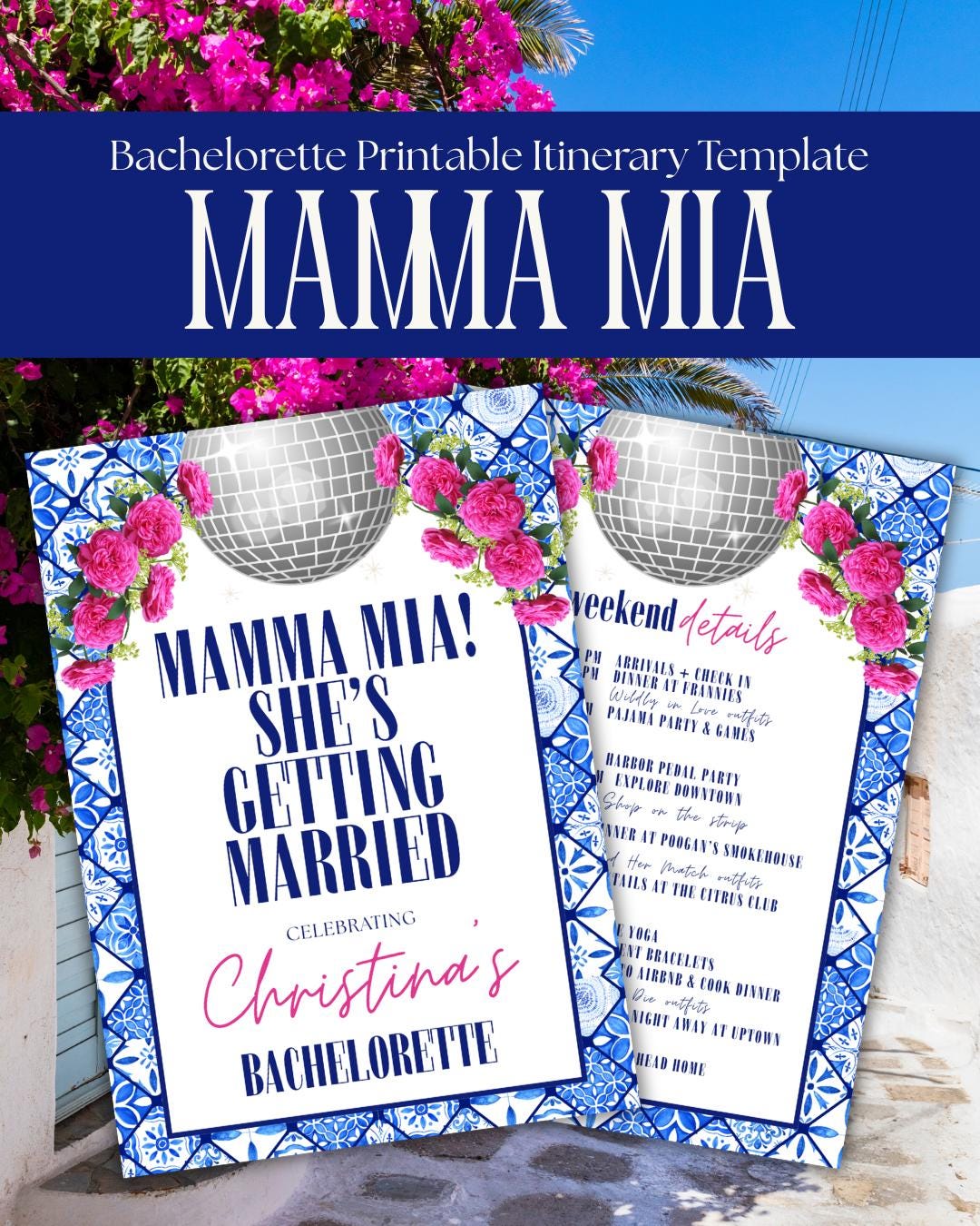 Mamma Mia Bachelorette Itinerary Template, Printable 5x7 Bach Welcome ...