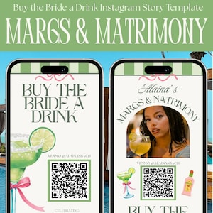 Margs & Matrimony Bachelorette Instagram Story | Buy the Bride a Drink Template  |Margarita Theme Canva
