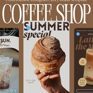 Coffee Shop Instagram Story Template | Café Canva Story Bundle | Coffee Brand Social Media Templates | Small Business Promo