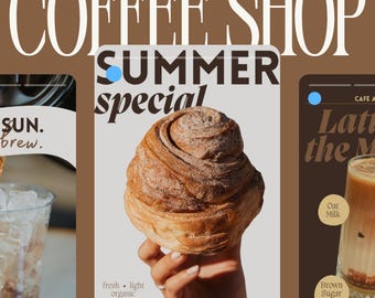 Coffee Shop Instagram Story Template | Café Canva Story Bundle | Coffee Brand Social Media Templates | Small Business Promo