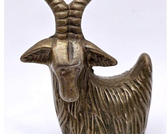 1960s VTG Solid Brass Shaggy Mountain Goat Figurine Ram  Paperweight Boot Jack