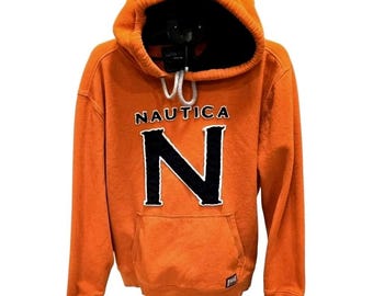 Vtg 1999 Nautica Jeans Co Hoodie Herren XL Orange Sherpa gefüttert Kapuzenpullover Y2K