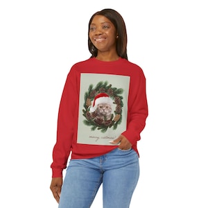 Holiday Cat Sweatshirt, Seasonal Seller Unisex Heavy Blend,  Christmas Gift for Cat Lovers, Festive Christmas Jumper, Cozy Winter