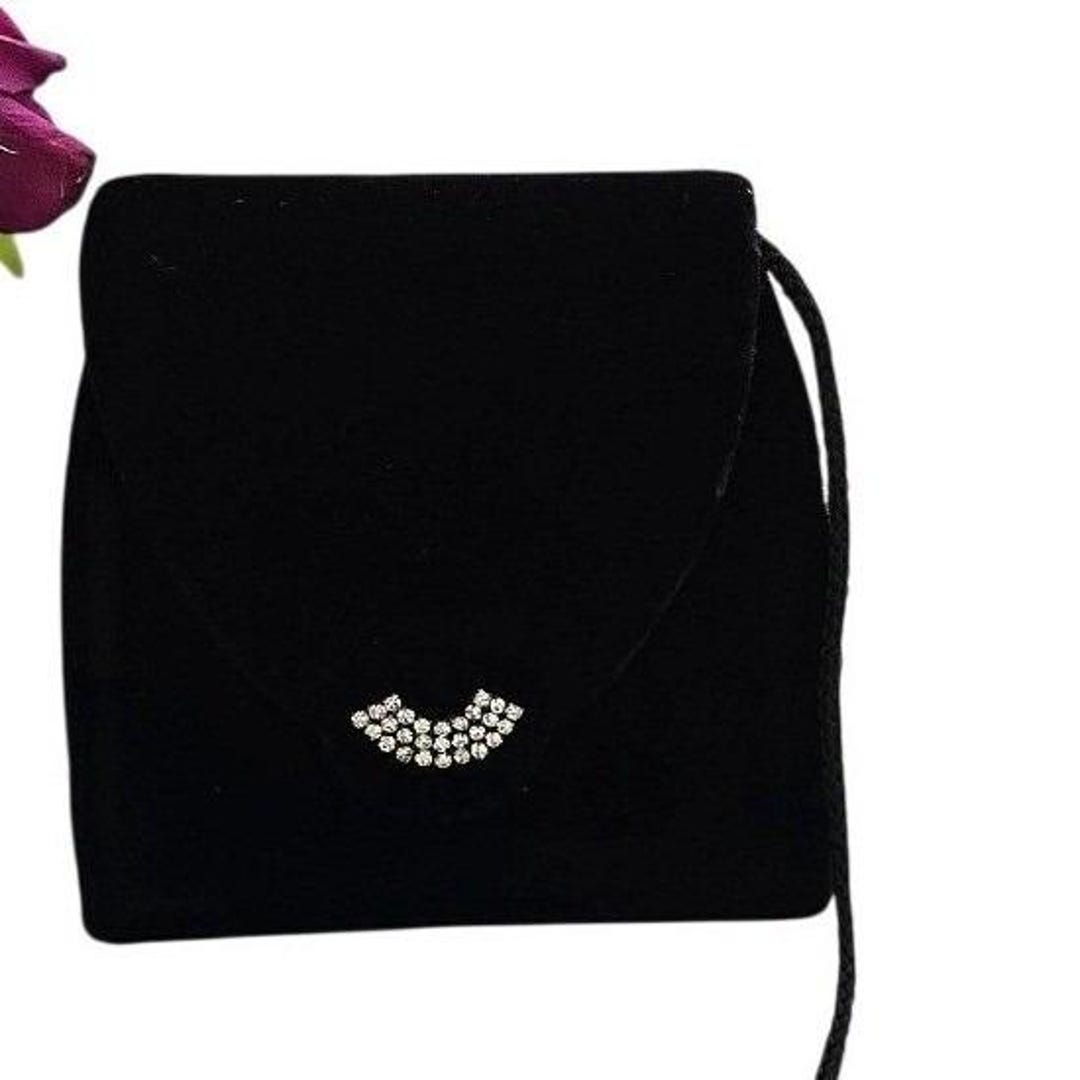 1950s VTG Black Velvet Rhinestone Evening Purse Carolyne Barton MINT ...