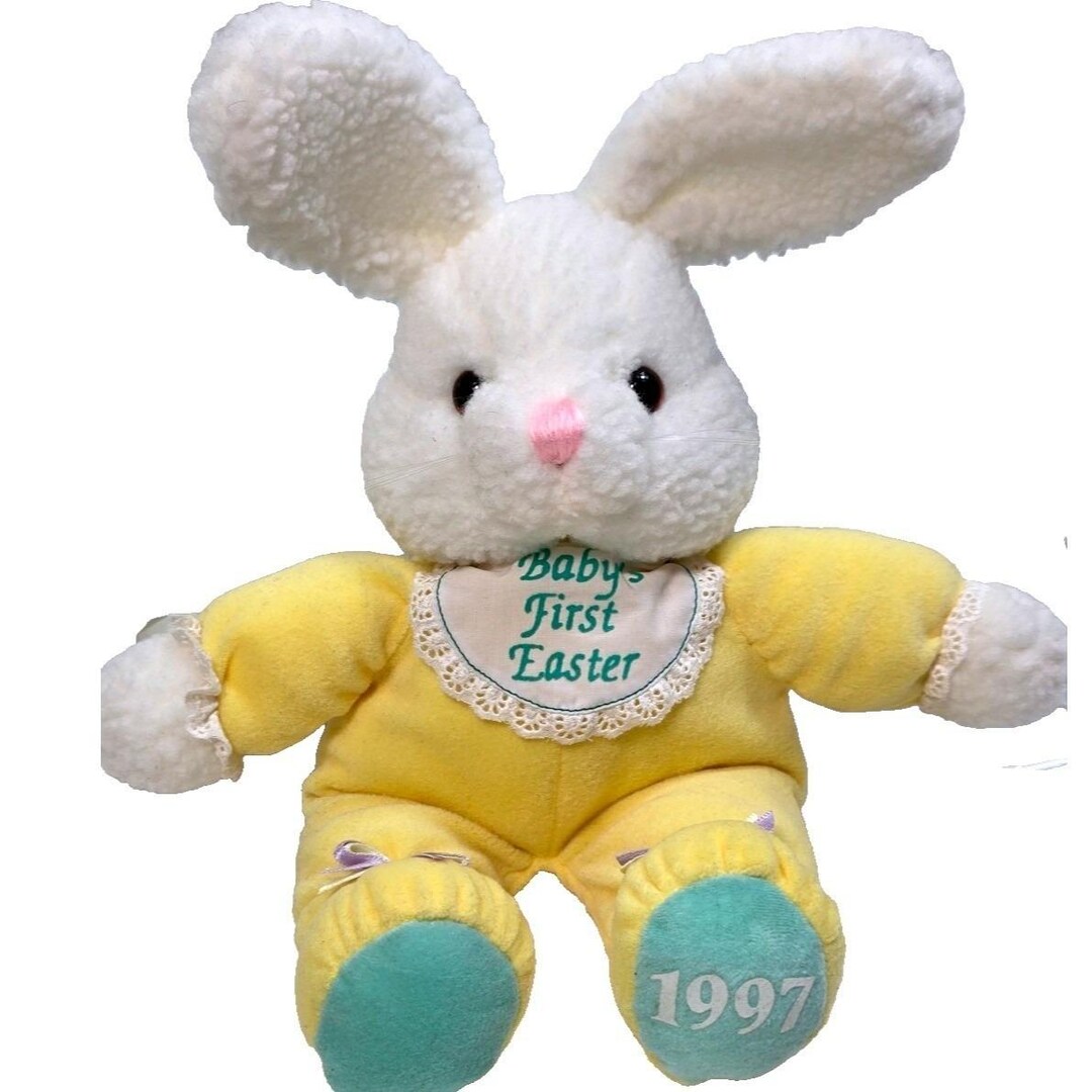 Vintage 1997 Plush Creations Inc Bunny Rabbit Babys First Bunny Yellow ...