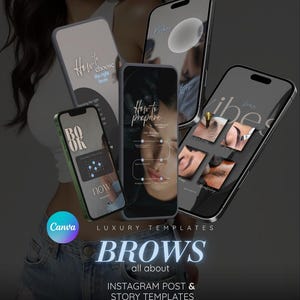 Brow Tattoo Instagram Templates | PMU Artist Marketing Kit (Canva Editable)