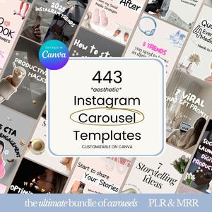 Instagram Carousel Template Mega Bundle, Canva Social Media Manager Templates for Coaches, Aesthetic + Trendy TikTok + Thread Post Templates