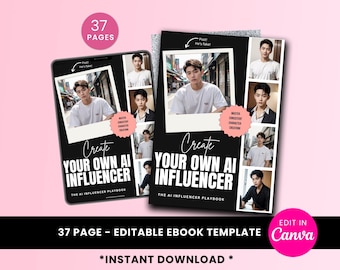 AI Influencer Guide to Monetize AI with ChatGPT + Midjourney - plr mrr Digital E-Book Template dfy Digital Product, Social Media Marketing