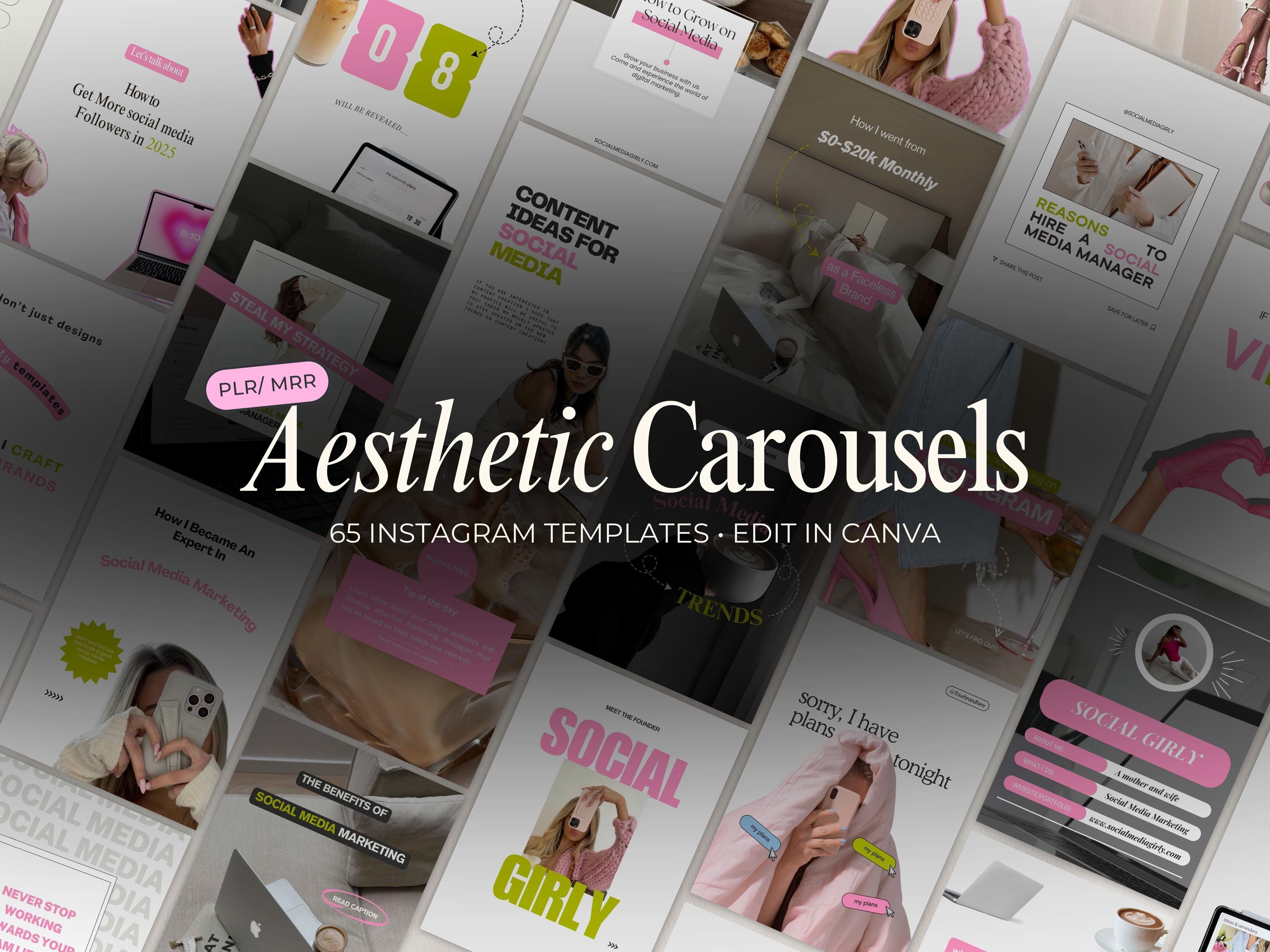 Instagram Carousel Template for Social Media Managers Coaches, Seamless Canva Social Media Coaches Pack, Trendy TikTok & Thread Post Designs