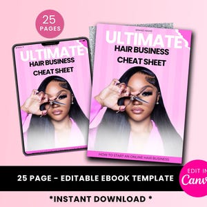 Hair Business Cheat Sheet eBook-  Hair Stylist Ebook, Class Manual, Wig Ebook Template | PLR MRR Digital E-Book Template DFY Digital Product