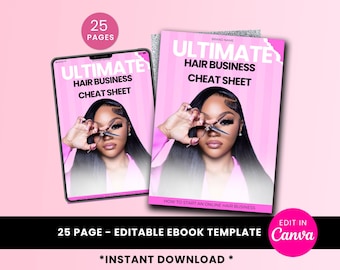 Hair Business Cheat Sheet eBook-  Hair Stylist Ebook, Class Manual, Wig Ebook Template |  Digital E-Book Template DFY Digital Product