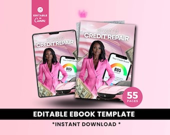 Credit Repair DIY Guide eBook Canva Editable Template | Personal Finance Workbook & Credit Score Fix Toolkit