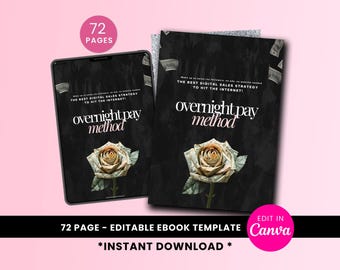 Overnight Pay Method, Instant Money Digital Product Sales, Social Media Monetization & Passive Income Guide, MRR PLR Canva eBook Template