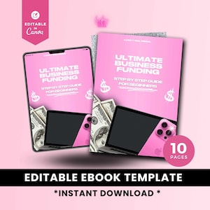 Entrepreneur Business Funding Guide, How to Get Loans + Grants for Small Business +  Startup Growth & Success, eBook Canva Template