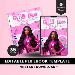 Manifestation eBook Planner for Girl Bosses PLR MRR Digital Product Editable Canva Template for Aspiring Entrepreneurs Coaches + Creator