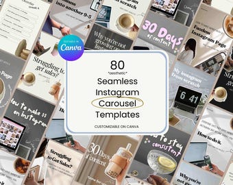 Seamless Instagram Carousel Template - Canva Social Media Manager Templates for Coaches - Aesthetic + Trendy TikTok + Thread Post Templates