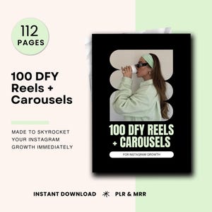 100 DFY Reels + Karussells mit Haken und Beschriftungen, gesichtsloses Digital Marketing für Social-Media-Manager, Instagram, TikTok, Linkedin, MRR, PLR