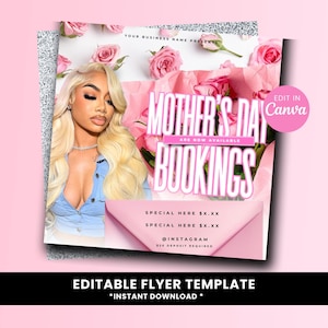 Mother&#39;s Day Deals Booking Flyer, DIY Flyer Template Design, Book Now Flyer, May Hair Lash Appointment Flyer, Premade Mothers Day Sale Flyer