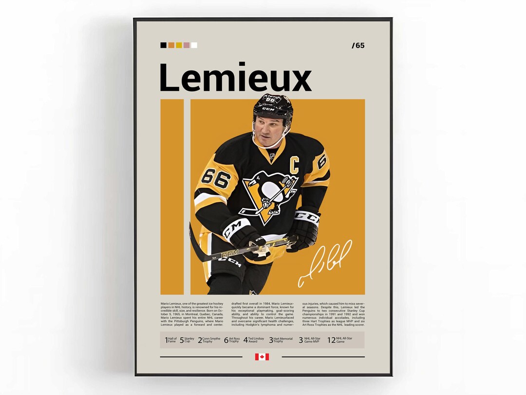 Mario Lemieux Poster, Pittsburgh Penguins Print, NHL Hockey Art, Sports ...