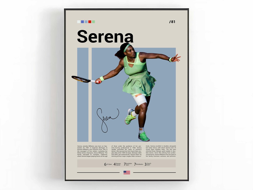 Serena Williams Poster 30x30 Cm - Ästhetische Wandkunst Für Wohnzimmer